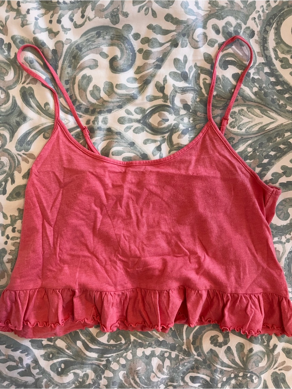 ✨2/$30✨ American Eagle Outfitters Coral Pink Ruffle-Hem Cami Tank